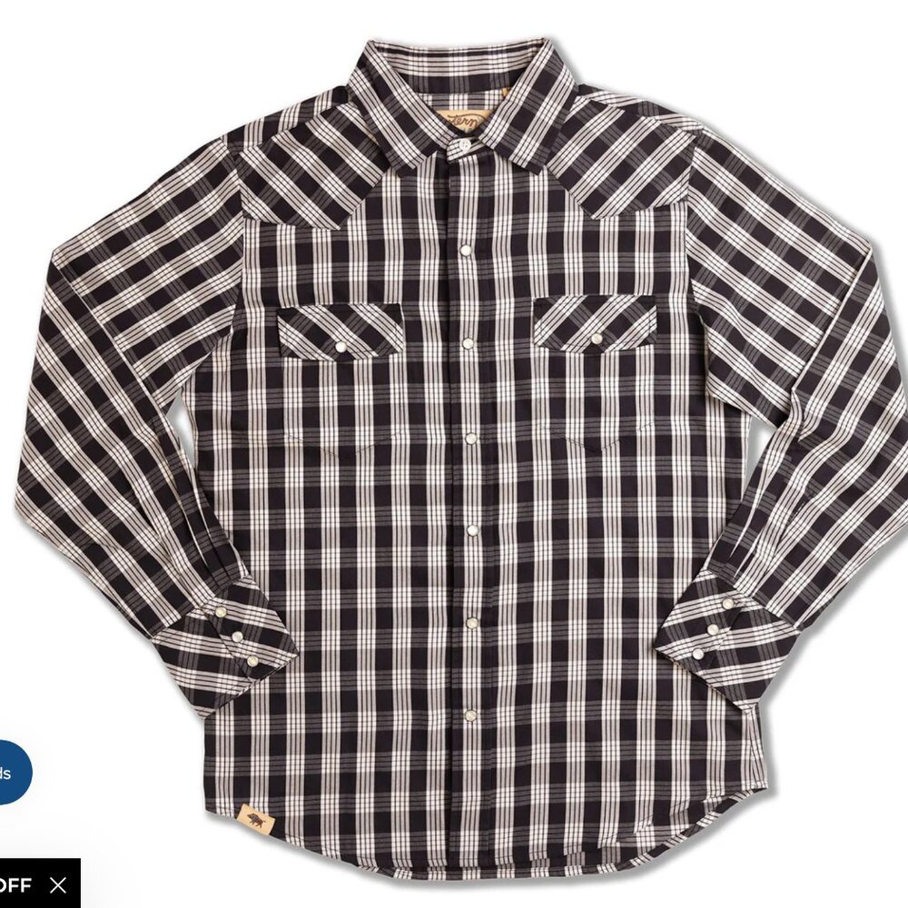 Black Palaka Western Aloha Shirt